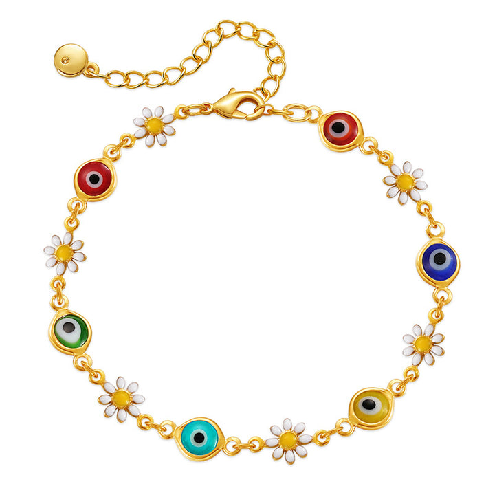 Floral Evil Eye Charm Fußkette Karnz