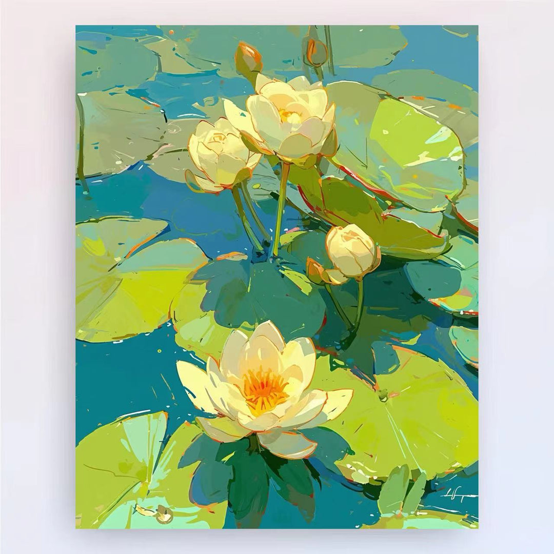 Zeitgenössischer Lotus-Blumen-Canvas-Kunstdruck Karnz