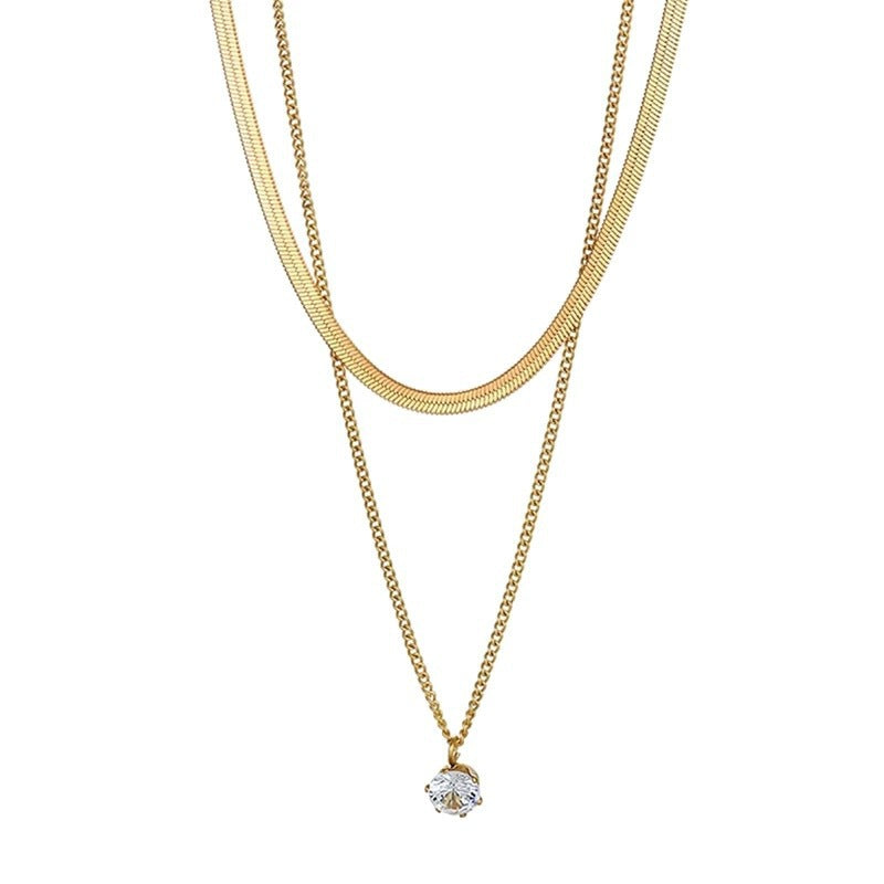 Eingeschichtete Silber Choker- und Anhängerkette Karnz