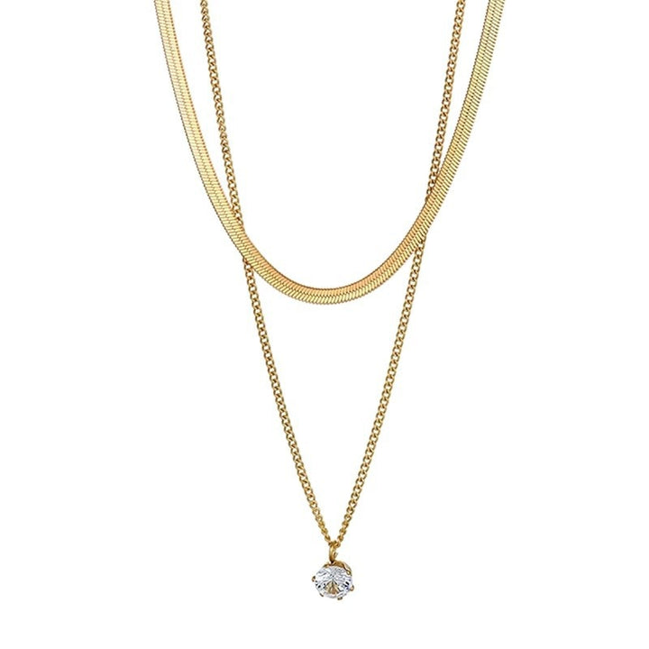 Eingeschichtete Silber Choker- und Anhängerkette Karnz