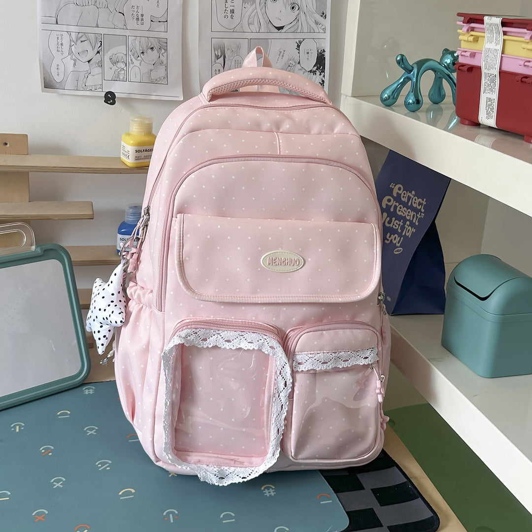 Niedlicher dekorativer gepunkteter Schulrucksack Karnz