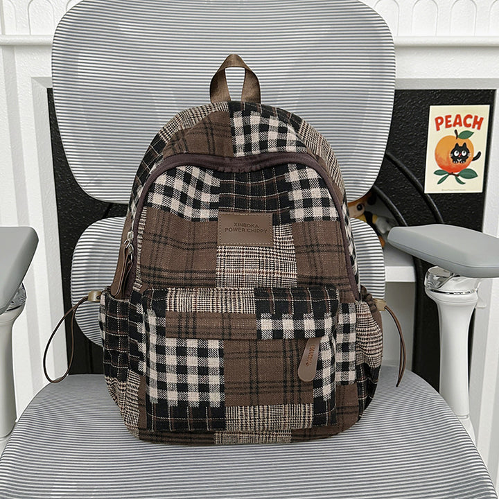 Stylische Vintage Karomuster Rucksack Karnz