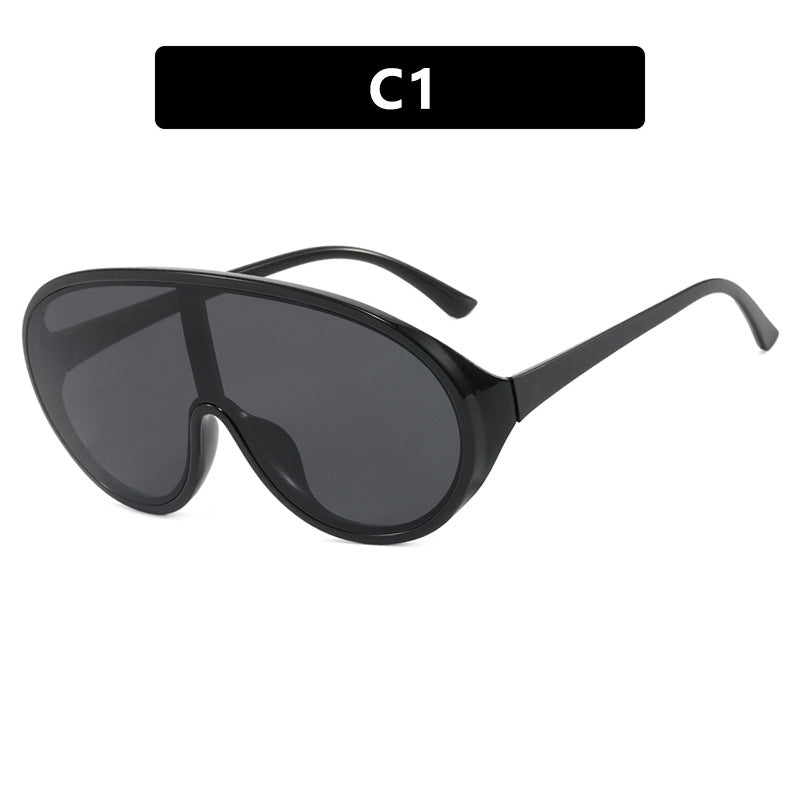 Damen futuristische Sonnenbrille mit großflächigen Gläsern und ergonomischem Rahmen Karnz