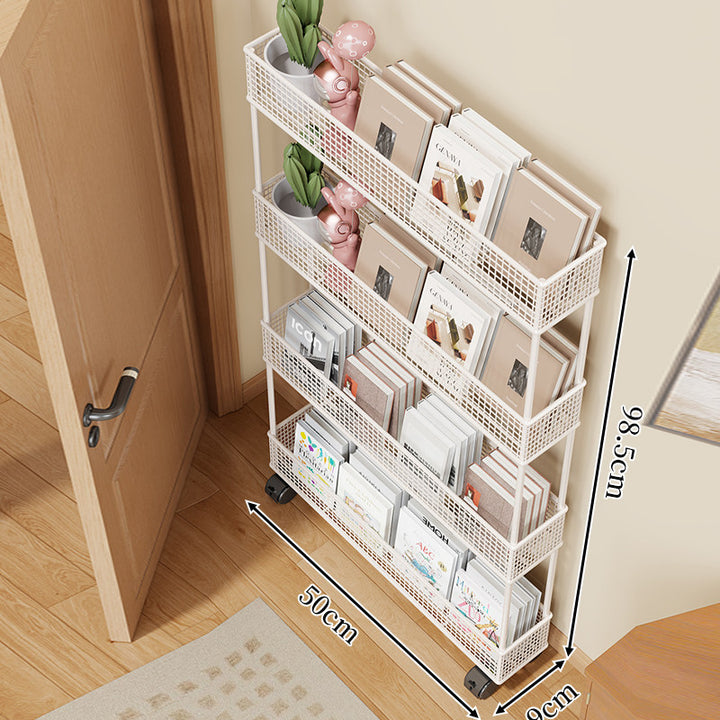 Schlanker vierstufiger Metallgitter schmaler Bücherregal-Organizer