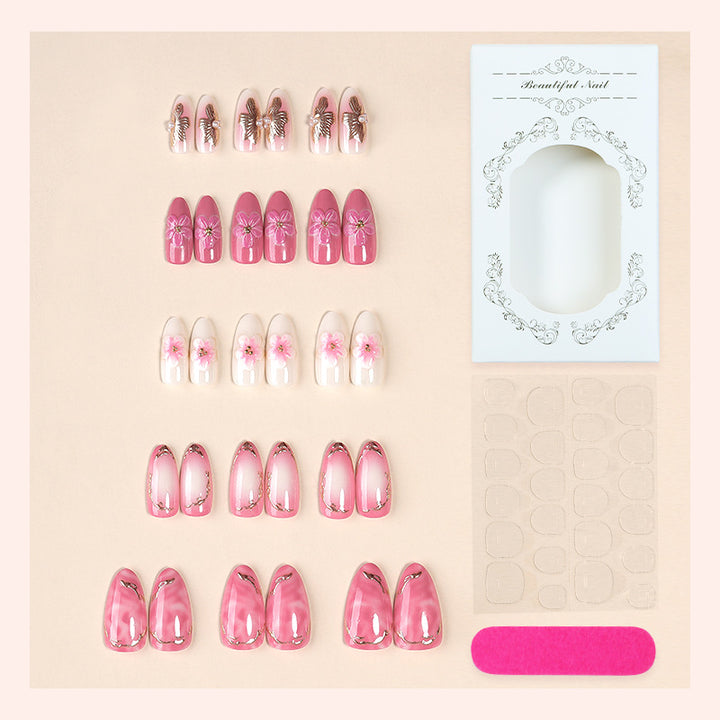 Elegantes florales Press-On-Nagelset mit hochwertiger Veredelung Karnz