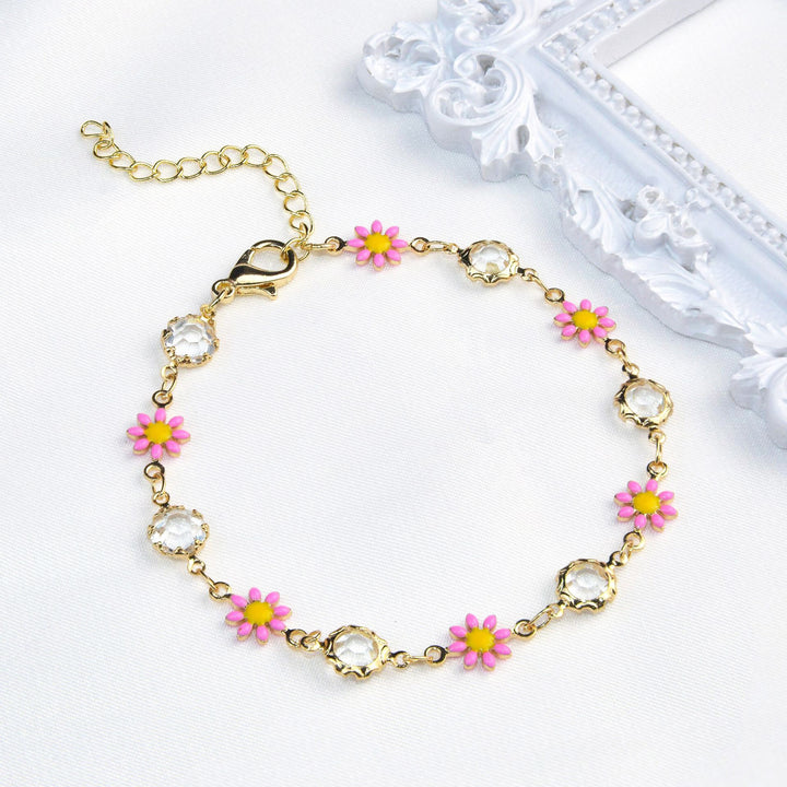 Blumen Kristall Charm Armband Karnz