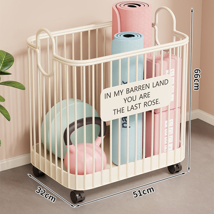 Vertikaler rollender Home-Storage-Wagen für Yogamatten, Kettlebells und Fitnessgeräte
