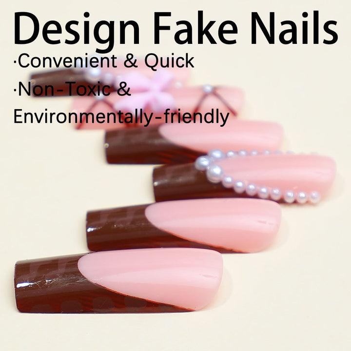 Kunstnagelset mit stilvollen 3D-Bow-Details und elegantem Glanz Karnz
