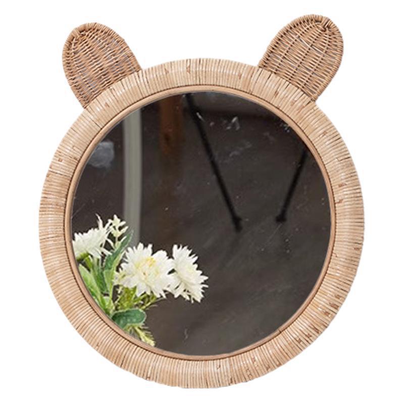 Runde Wandspiegel mit Rattan-Design Karnz