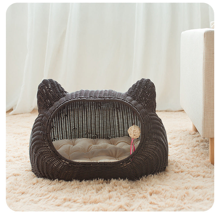Gemütlicher Katzenkorb mit Ohrendesign Karnz