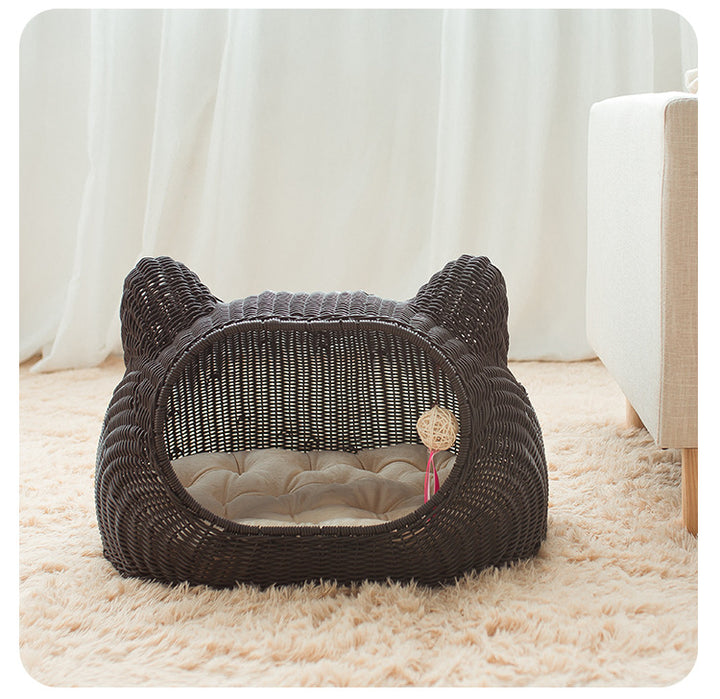 Gemütlicher Katzenkorb mit Ohrendesign Karnz