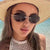 Damen geometrische Sonnenbrille mit modernem Metallrahmen Karnz