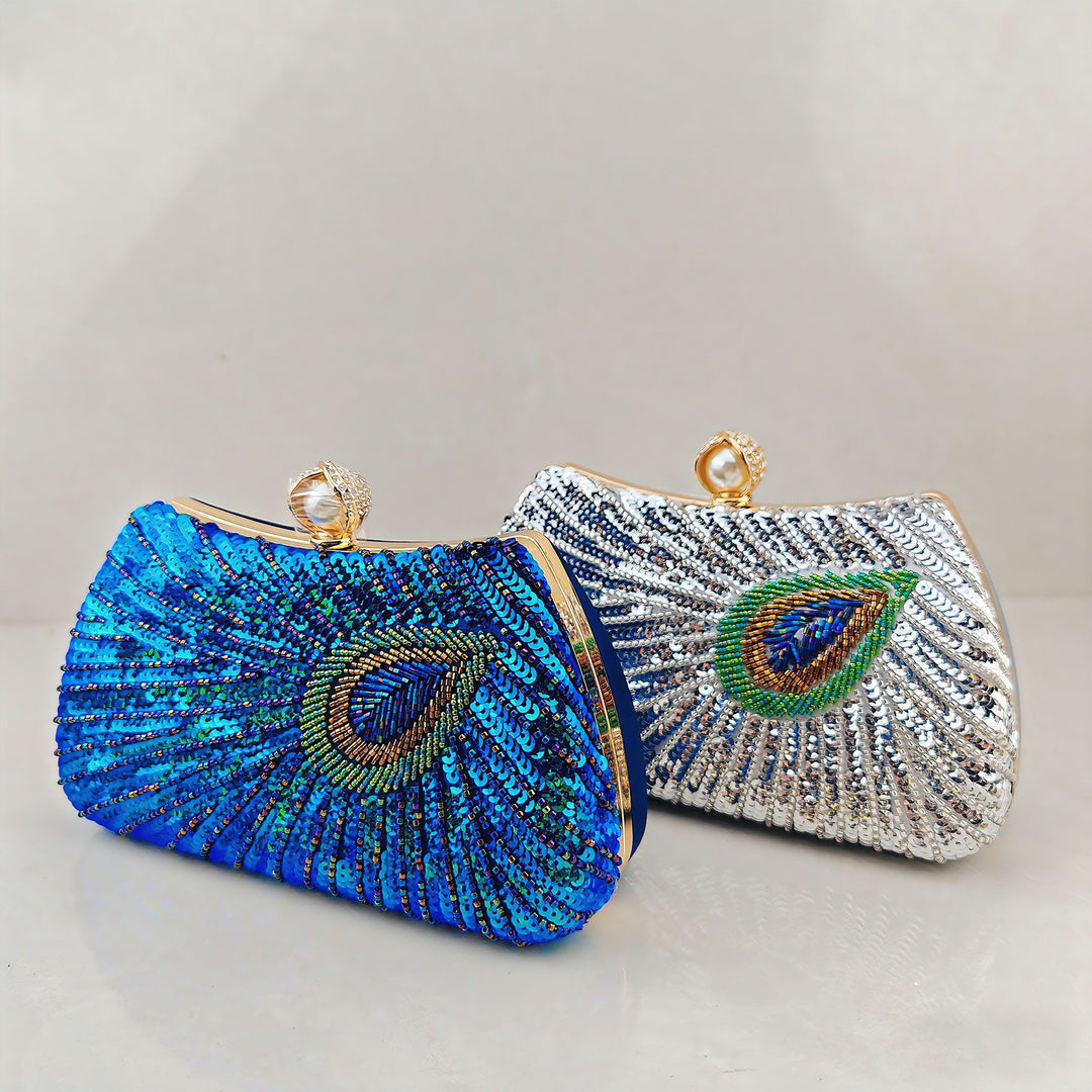 Pailletten-Pfauen-Design-Clutch