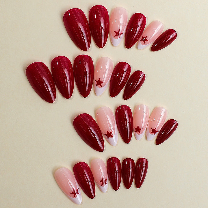 Premium Press-On Nail Set mit Stern- und Glanzdesign Karnz