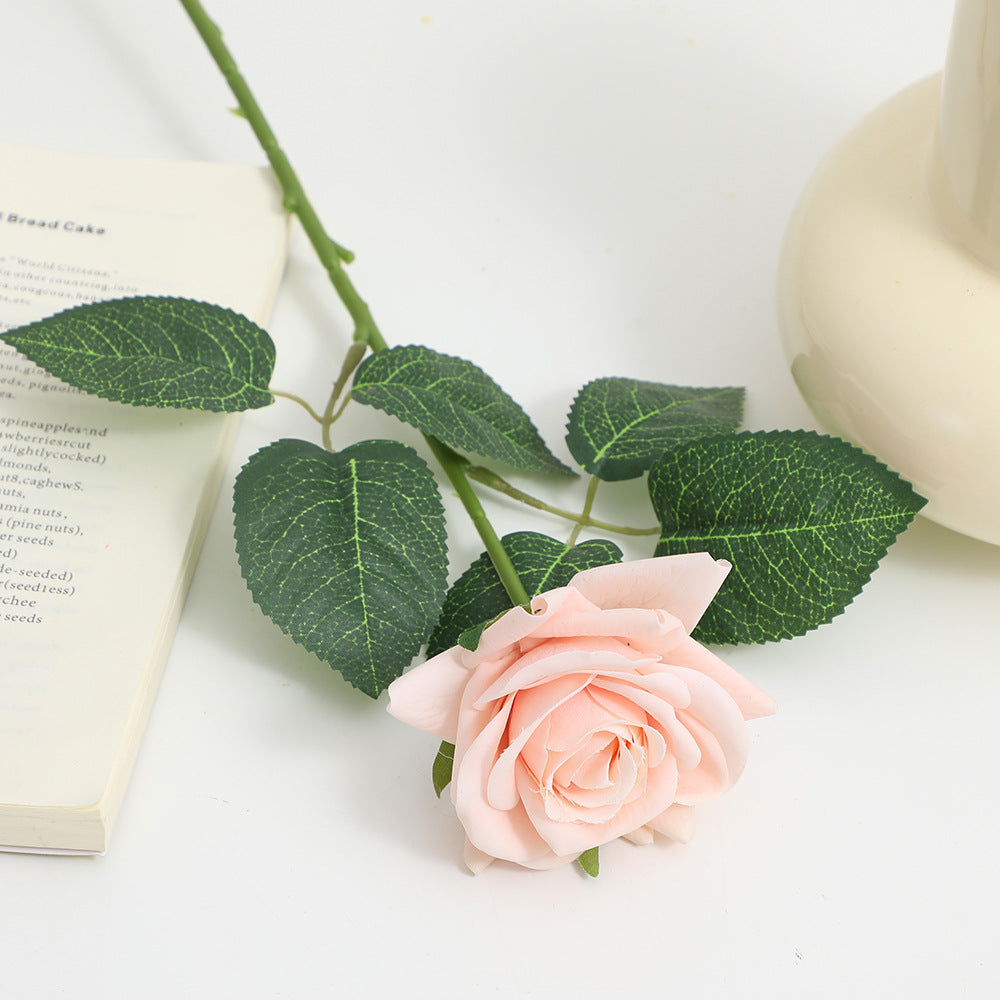 Künstliche Seidenrose mit Blättern Karnz