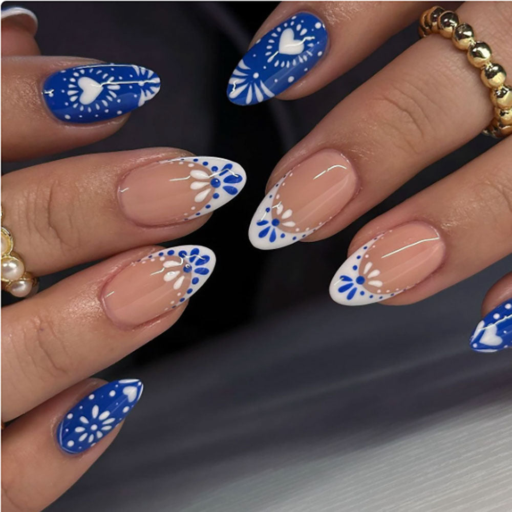 Floral Accent Stiletto Press-On Nägel  1791110680