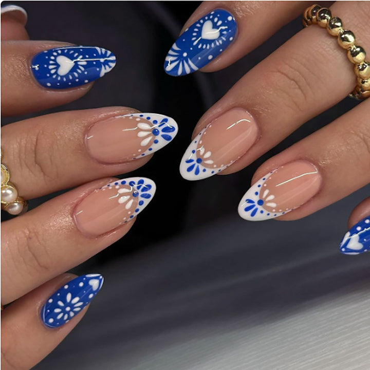 Floral Accent Stiletto Press-On Nägel  1791110680