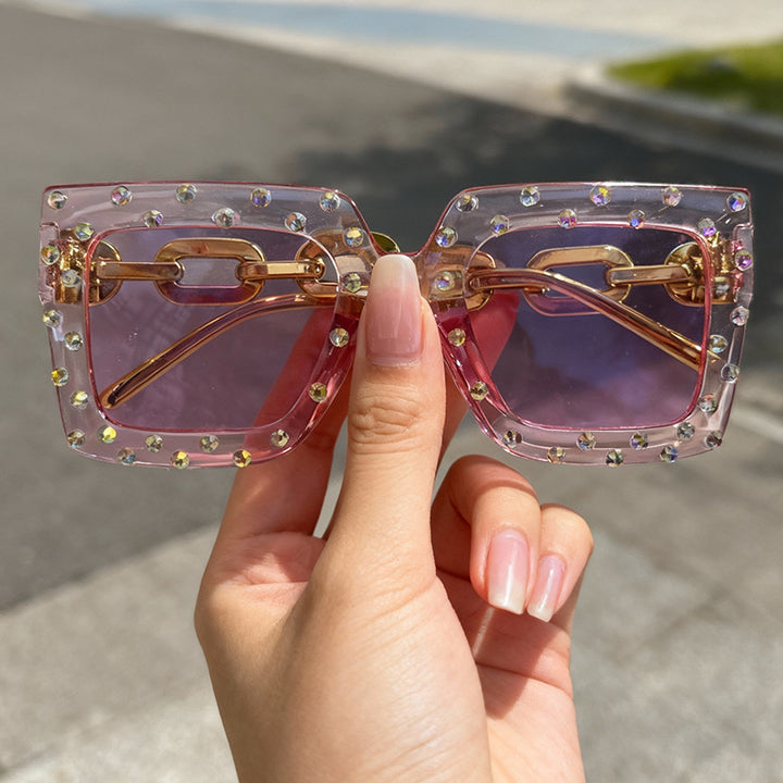Dekorative perlenbesetzte Katzenaugen-Sonnenbrille Karnz