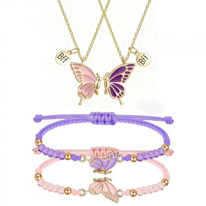 Butterfly Charm Halskette und Armband Set Karnz