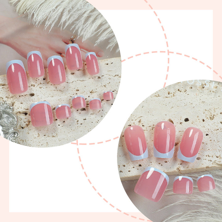 Künstlerisches French Tip Press-On Nails Set Karnz
