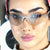 Damen Designer Katzenaugen-Sonnenbrille mit funkelndem Strass-Besatz Karnz