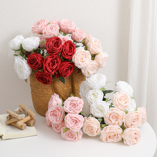 Realistische Künstliche Rosenblüten mit Blättern Karnz
