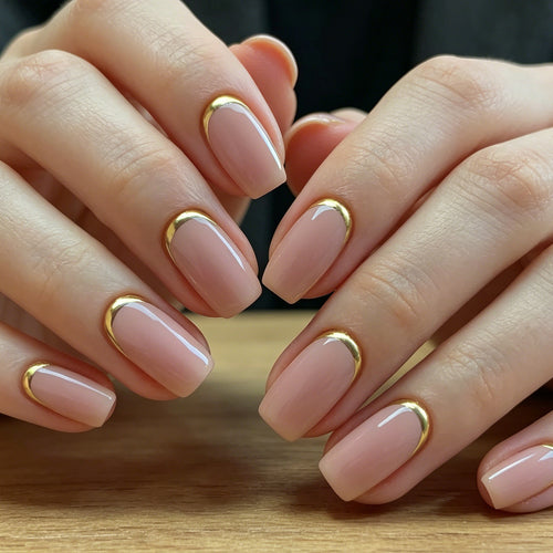 Elegante nagelkunst mit goldenem Rand Karnz