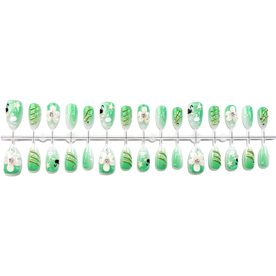 Künstlerisches Floral Press-On Nails Set