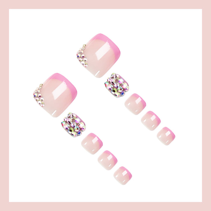 Fußnagel Kunstset mit eleganten Glitzerakzenten und romantischen Designs Karnz