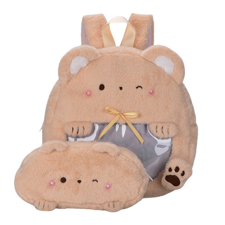 Plüsch-Kinderrucksack mit Tiermotiv und Praktischem Sichtfenster Karnz