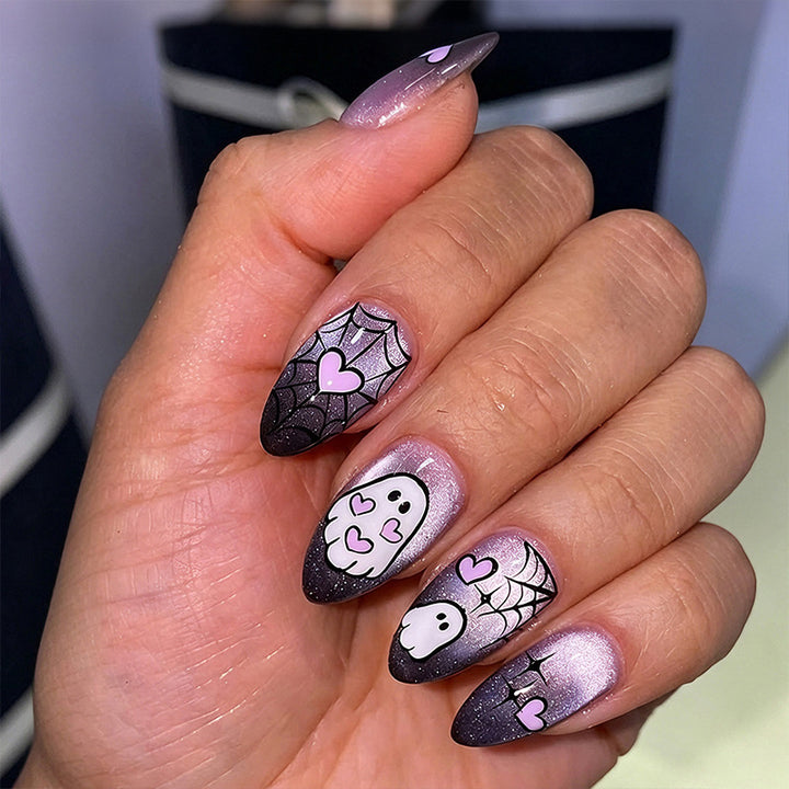Halloween Kunstnagelset mit Geister- und Spinnenmotiven Karnz