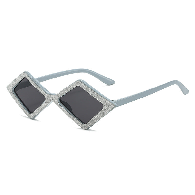 Damen futuristische, geometrische Sonnenbrille mit glitzerndem Rahmen Karnz