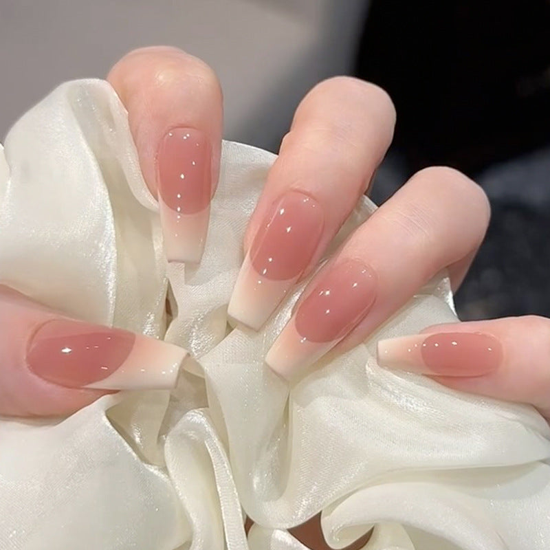 Glänzendes French Tip Press-On Nagelset Karnz