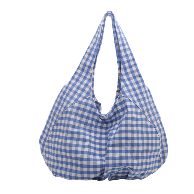 Legere Gingham Stoff Schultertasche