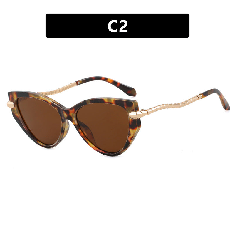Damen Cat-Eye Sonnenbrille mit elegantem Metallrahmen und modischen Akzenten Karnz