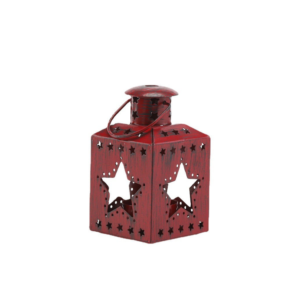 Distressed Shabby-Chic quadratische Teelichthalter mit Weihnachtsbaum-Ausschnitten Karnz