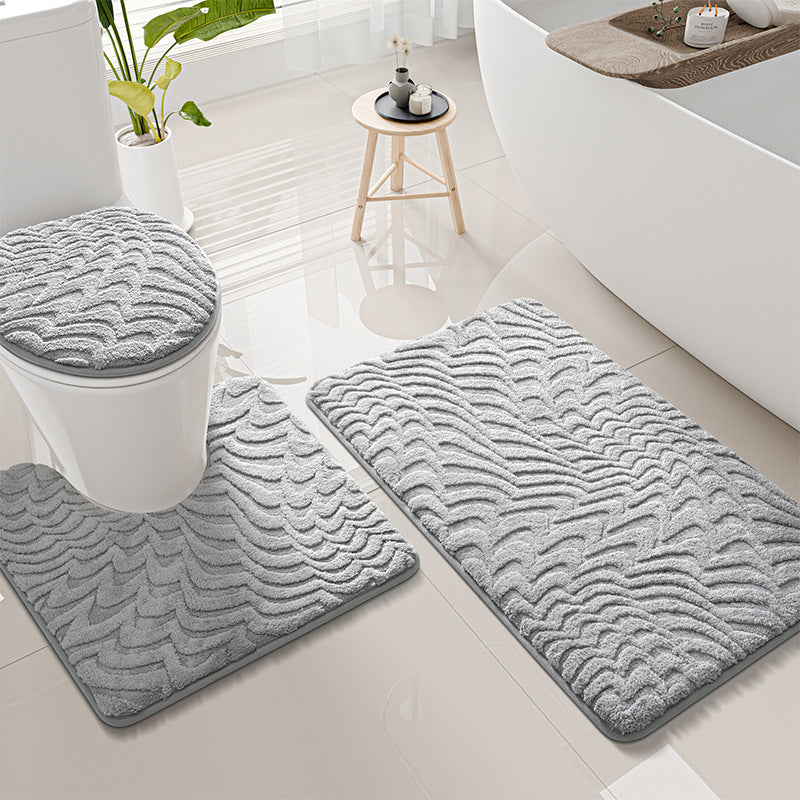 Wellenmuster-Badematten-Set