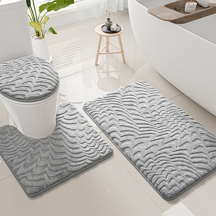 Wellenmuster-Badematten-Set