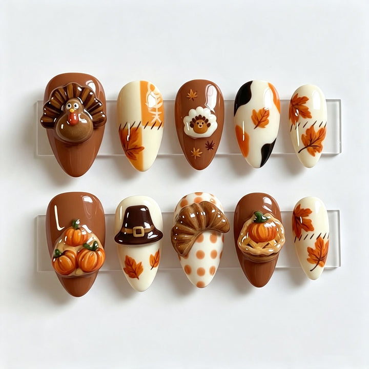 Thanksgiving-Themen Press-On Nagelkunst Set