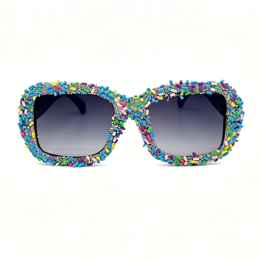 Damen Sonnenbrille mit kreativem Süßigkeitenbesatz Karnz
