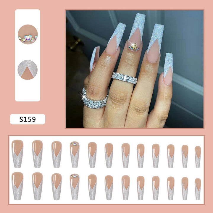 Kunstnagelset mit Glitzer- und Spitzen-Design Karnz