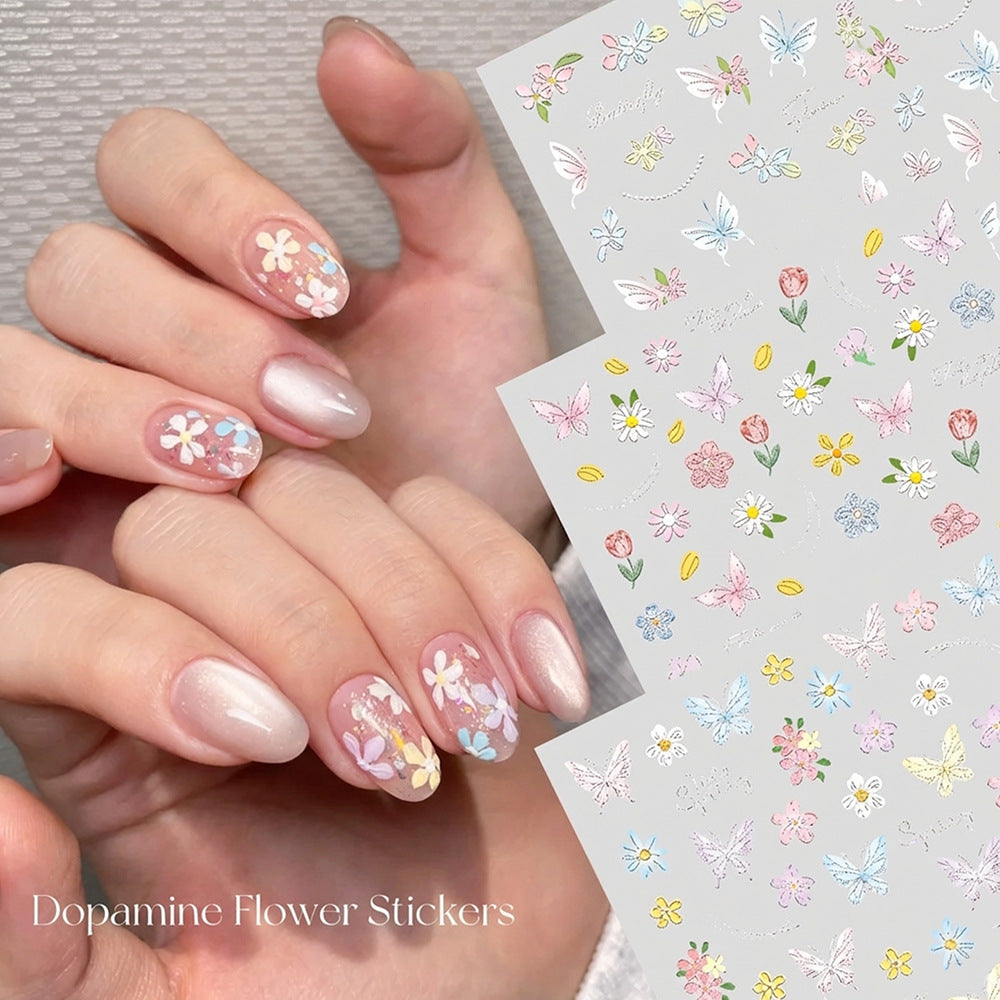 Floral- und Schmetterling-Nagelkunst-Aufkleber-Set