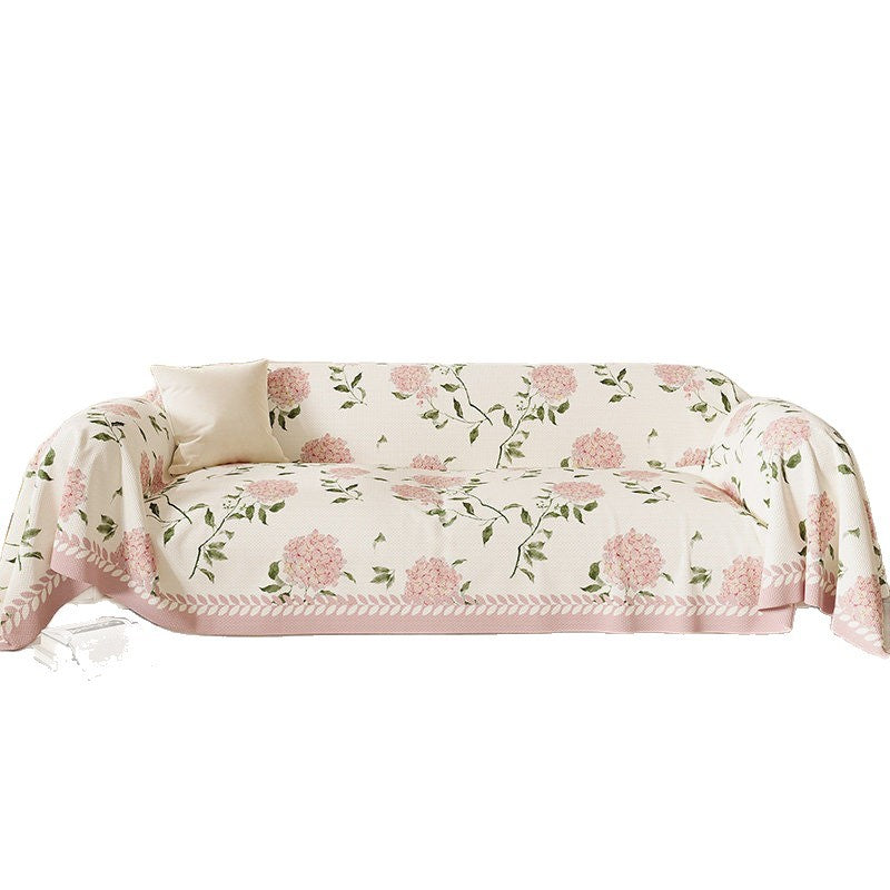Quilted Floral Sofa Slipcover Protector with Hydrangea Print
