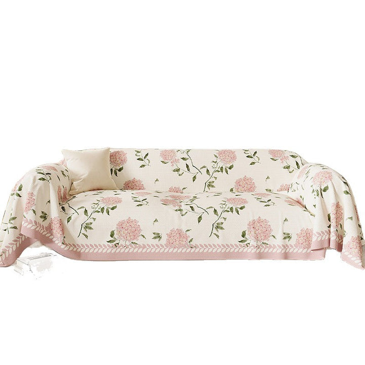 Quilted Floral Sofa Slipcover Protector with Hydrangea Print