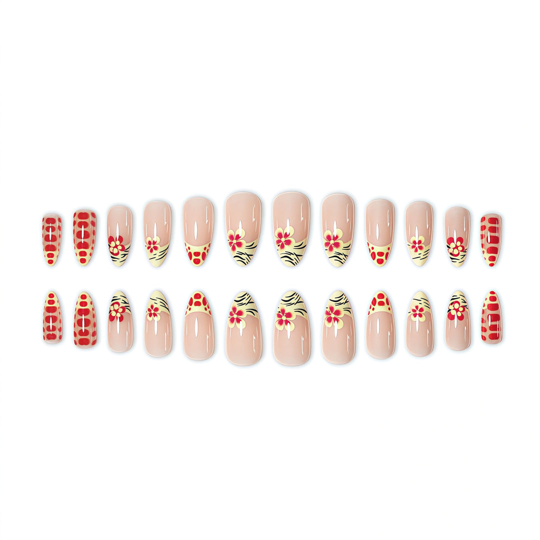 Floral French Tip Nail Art Extensions Karnz
