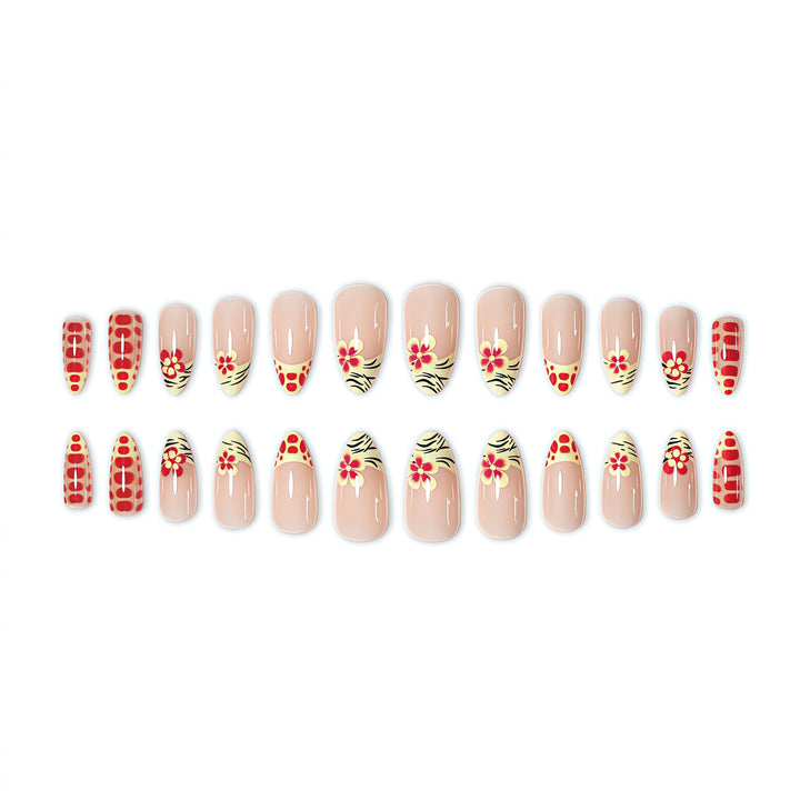 Floral French Tip Nail Art Extensions Karnz