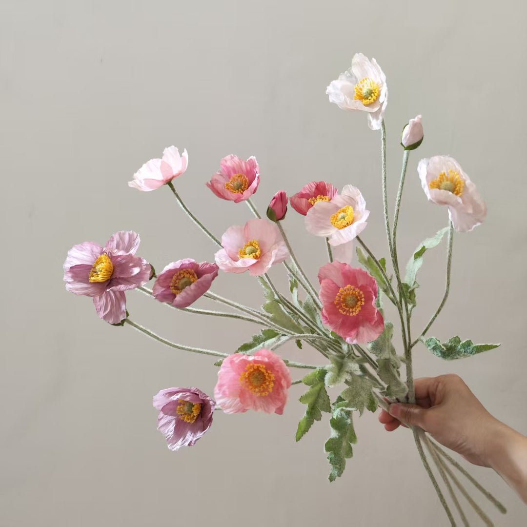 Lebensechter Seiden-Mohnblumenstiel