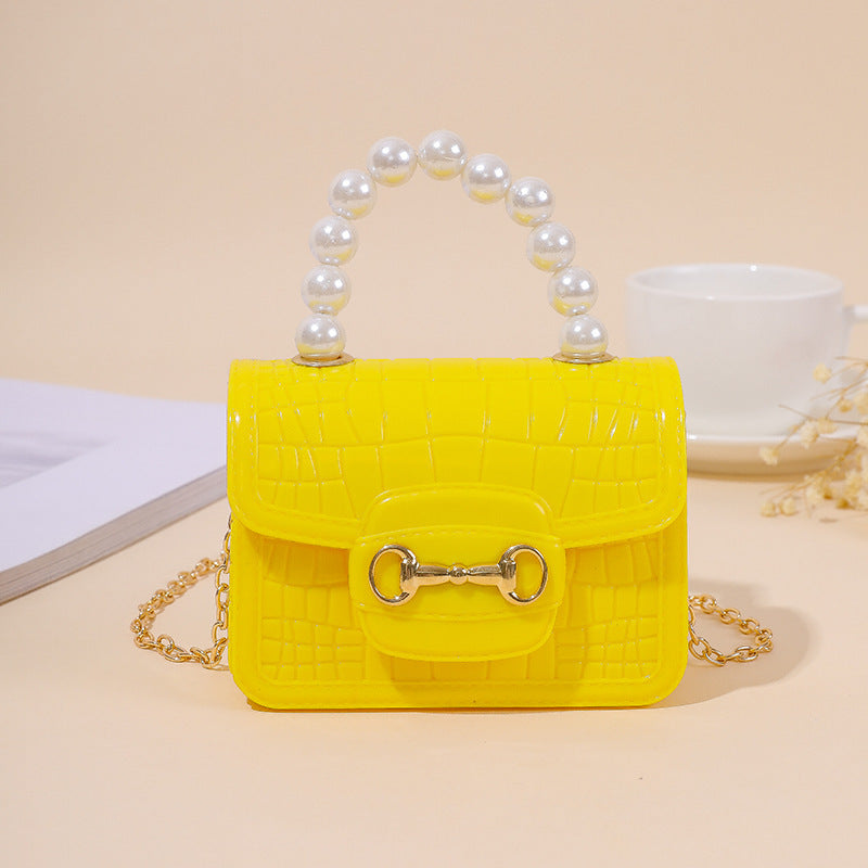 Damen elegante Handtasche mit Perlenhenkel und strukturiertem Design Karnz