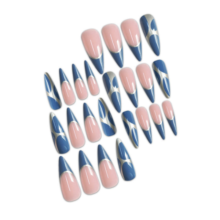 Stiletto Press-On Nagelkunstverlängerungen mit geometrischem Design Karnz