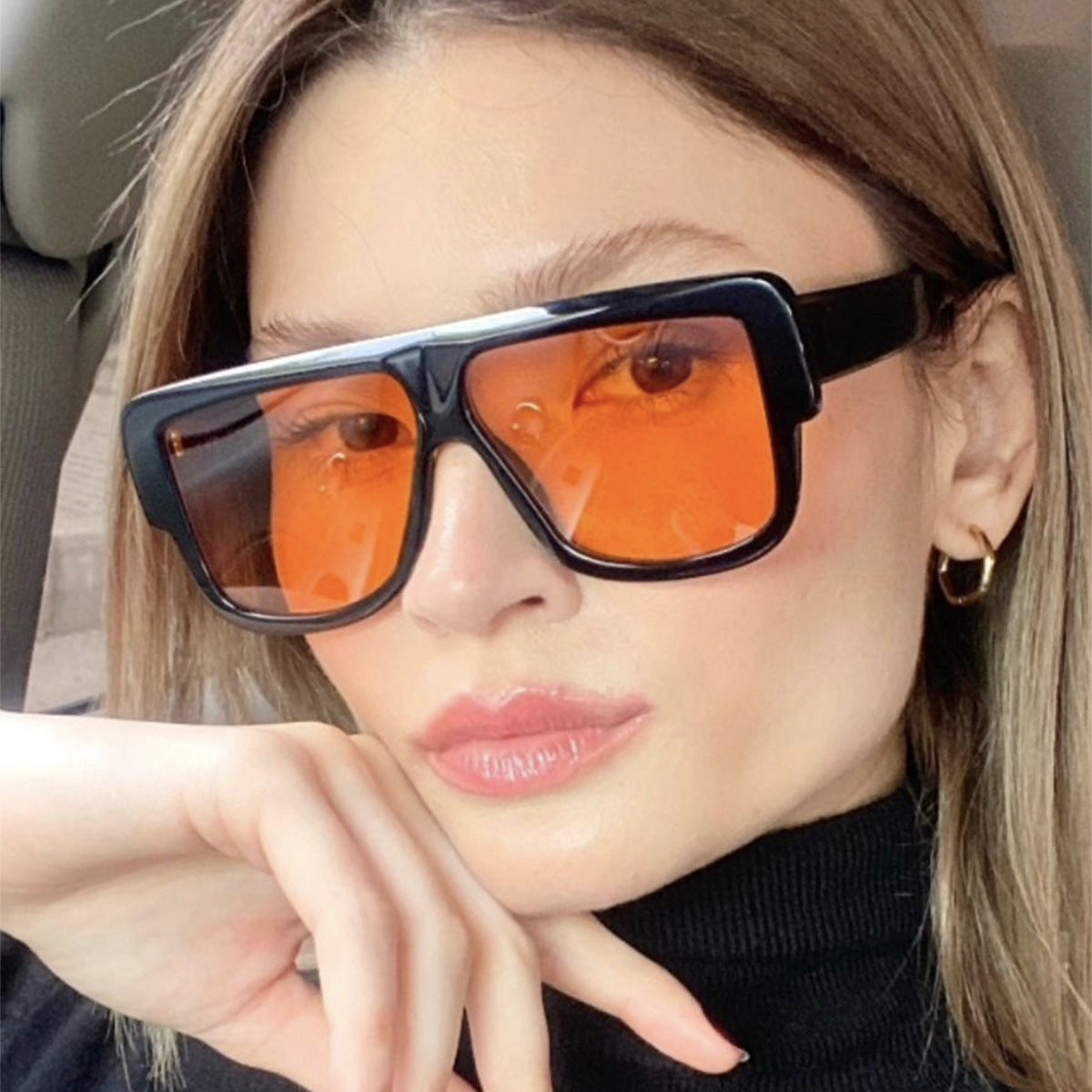 Damen quadratische Sonnenbrille mit markantem Gestell Karnz